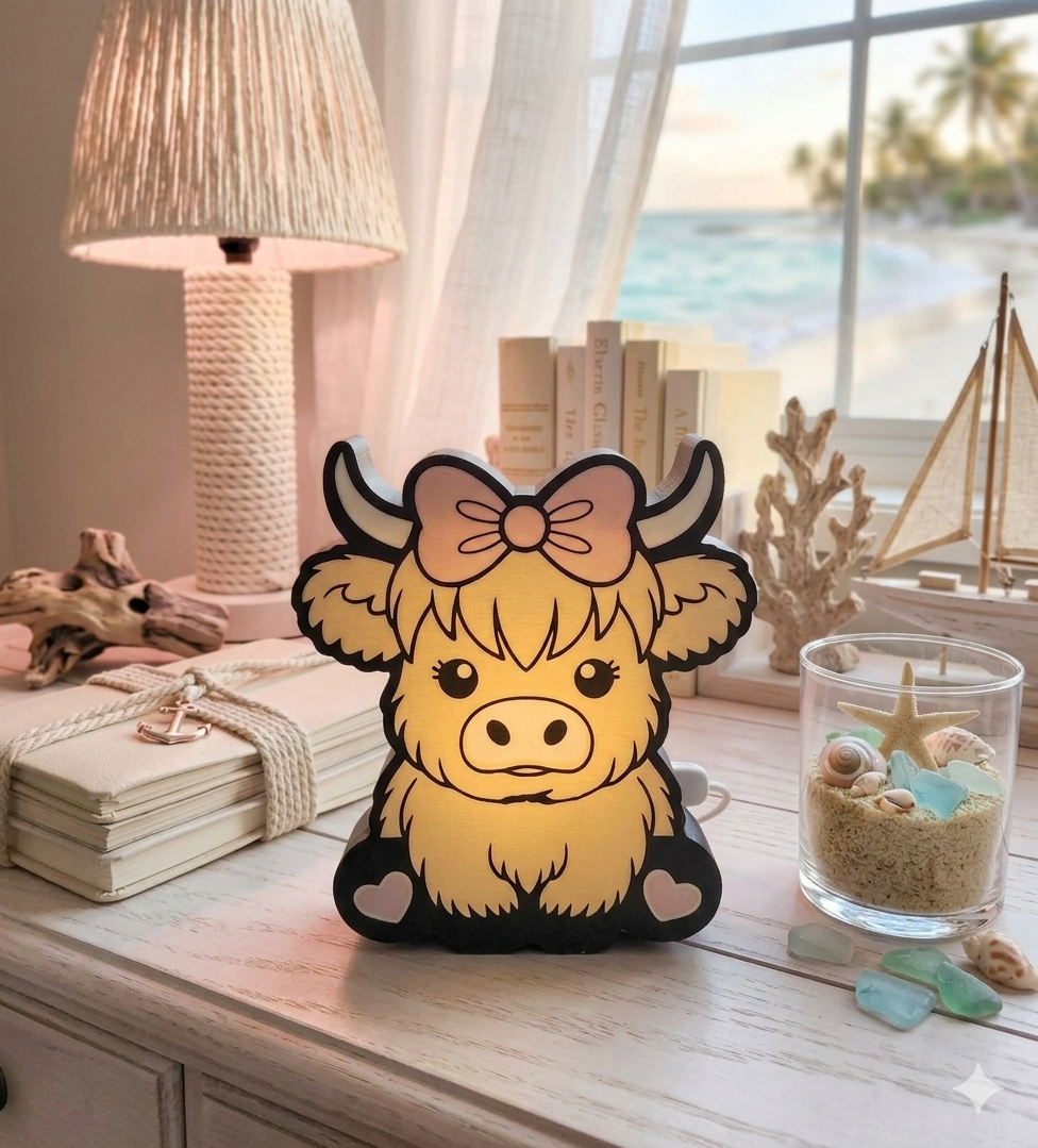 Adorable Highland Cow Light Box