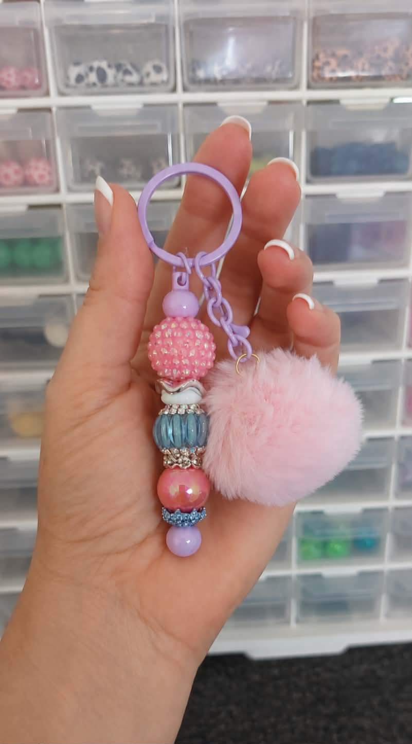 💗 Pink & Purple Glam Beaded Keychain