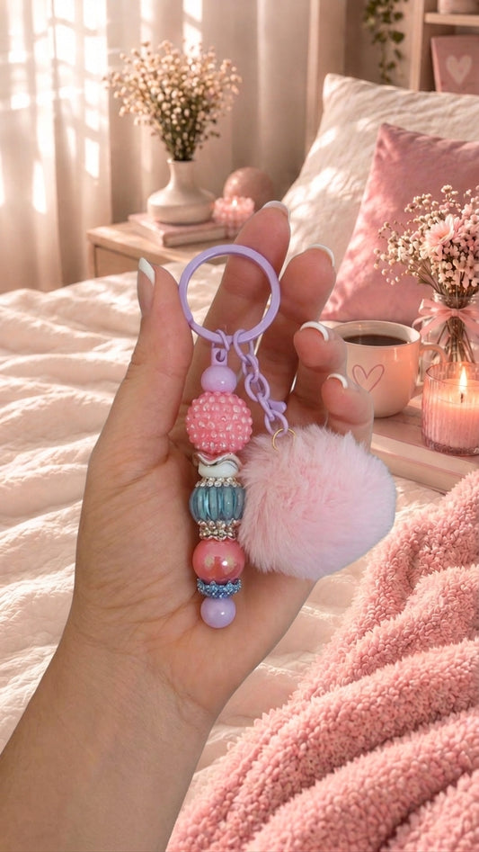 💗 Pink & Purple Glam Beaded Keychain