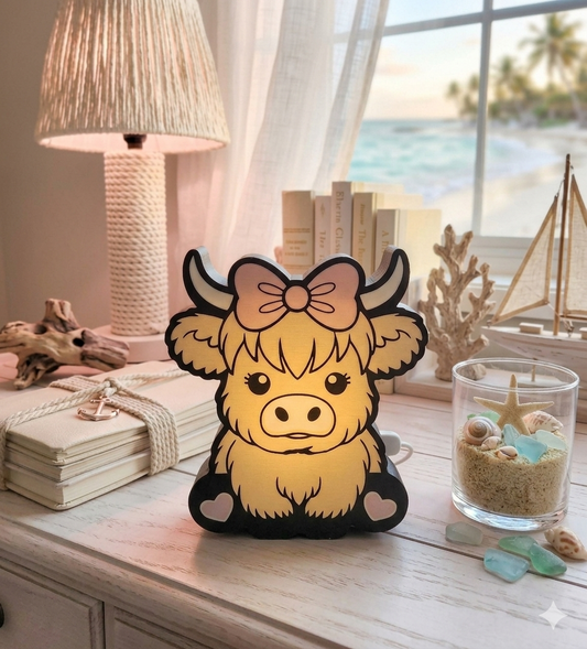 Adorable Highland Cow Light Box